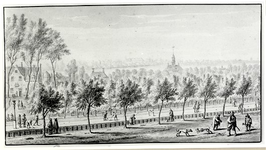 HUA-35543-Gezicht op de Maliebaan te Utrecht uit het zuiden tijdens het spelen van het maliespel met links het Maliehuis