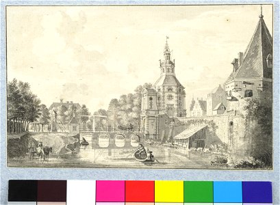 HUA-36614-Gezicht over de stadsbuitengracht te Utrecht op de stadswal met de Wittevrouwenpoort en brug uit het noorden met links het wed vanuit de Wittevrouwens