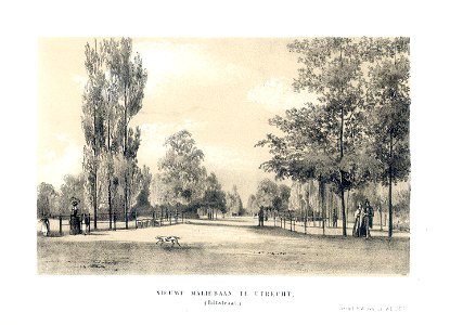 HUA-35552-Gezicht in de Nieuwe Baan en de Maliebaan achtergrond te Utrecht vanaf de Biltstraat uit het noordoostenNB De naam Nieuwe Baan is ca 1890 met de aanle