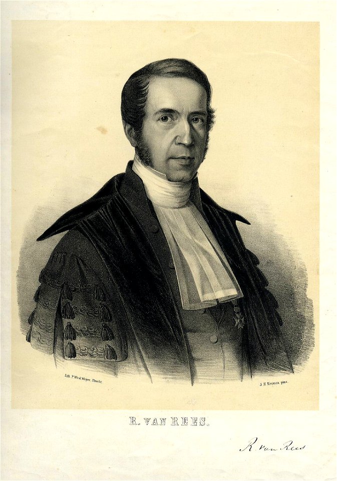 HUA-32043-Portret van R van Rees geboren 1797 hoogleraar in de wis en natuurkunde aan de Utrechtse hogeschool 1831 1867 overleden 1875 Borstbeeld rechts in toga