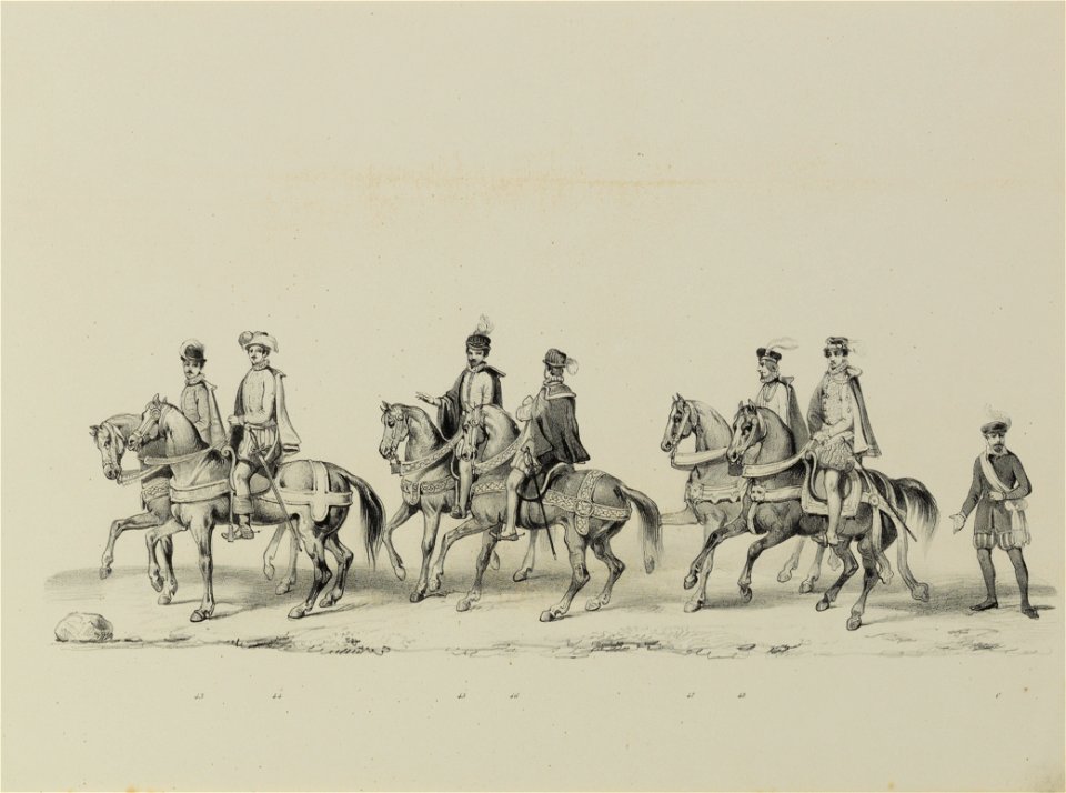 HUA-32612-Negende gedeelte van de maskerade van de studenten van de Utrechtse hogeschool op 17 juni 1846 voorstellende de intocht van prins Philips II in Utrech