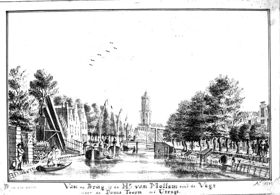 HUA-36036-Gezicht over de Vecht op de stad Utrecht vanaf de Knollenbrug uit het noorden