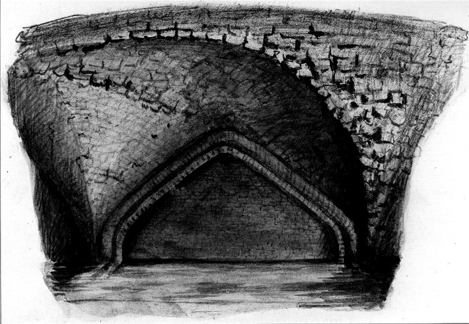 HUA-36830-Gezicht op een gedeelte van het onderste gewelf in het noordwestelijke bastion van kasteel Vredenburg te Utrecht