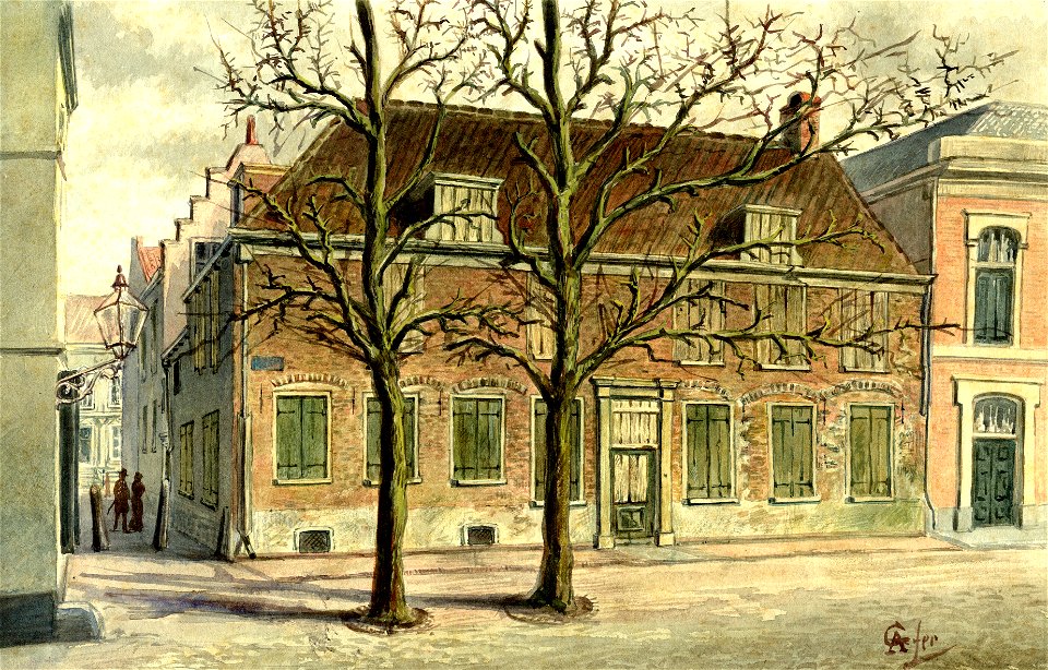 HUA-35145-Gezicht op het huis Achter de Dom F 316 en een gedeelte van nr 316a te Utrecht met links de VoetiussteegNB De straatnaam Voetiussteeg is later gewijzi