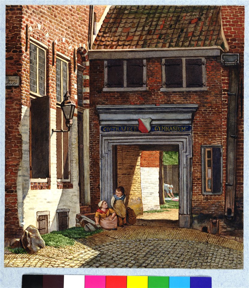 HUA-31419-Gezicht op de ingang van de Latijnse school de St Hieronymusschool aan de Kromme Nieuwegracht te Utrecht