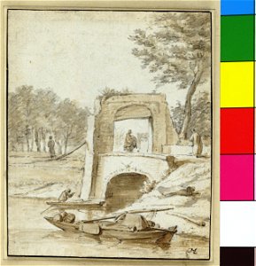HUA-36746-Gezicht over de stadsbuitengracht te Utrecht op de oostelijke voorpoort van de Bemuurde Weerd en de brug over de uitmonding van de Oosterstroom uit he