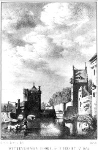 HUA-36579-Gezicht over de stadsbuitengracht op de stadswal met de middeleeuwse Wittevrouwenpoort en de stadswal te Utrecht uit het noorden met rechts de hoofdpo