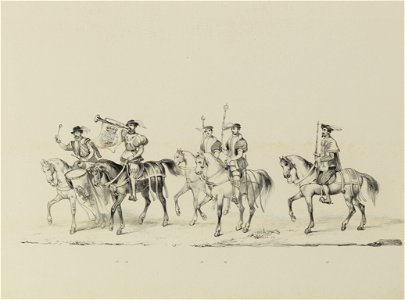 HUA-32616-Dertiende gedeelte van de maskerade van de studenten van de Utrechtse hogeschool op 17 juni 1846 voorstellende de intocht van prins Philips II in Utre