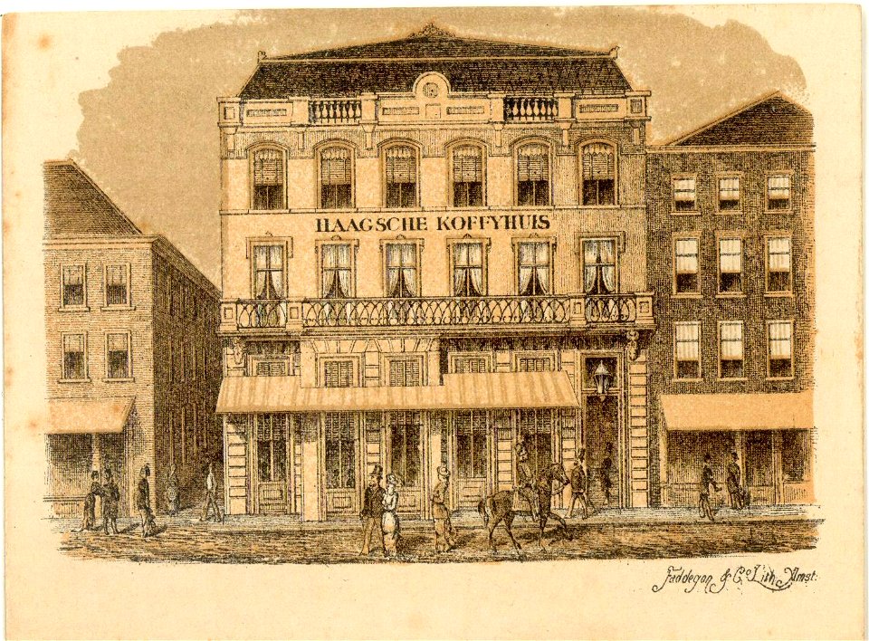 HUA-31494-Afbeelding van de voorgevel van café restaurant Haagsche Koffiehuis Vredenburg C 730 te UtrechtNB Het adres Vredenburg C 730 is in 1890 gewijzigd in V