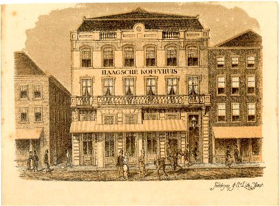 HUA-31494-Afbeelding van de voorgevel van café restaurant Haagsche Koffiehuis Vredenburg C 730 te UtrechtNB Het adres Vredenburg C 730 is in 1890 gewijzigd in V