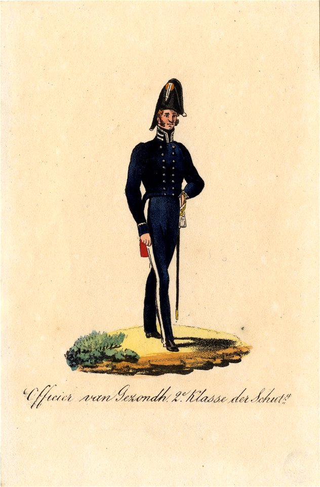 HUA-32484-Afbeelding van het uniform van een officier van gezondheid 2de klasse van de Stedelijke Schutterij van Utrecht