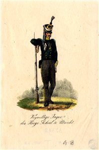 HUA-32492-Afbeelding van het uniform van een schutter van het Korps Jagers van de Utrechtse hogeschool