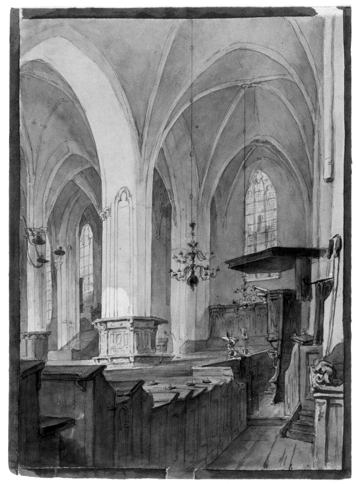 HUA-37433-Interieur van de Jacobikerk te Utrecht gezicht door de kerk uit het noordoosten