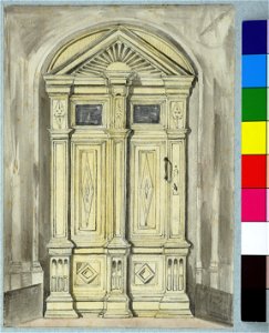 HUA-37235-Afbeelding van de deur van de sacristie in het koor van de Janskerk te Utrecht