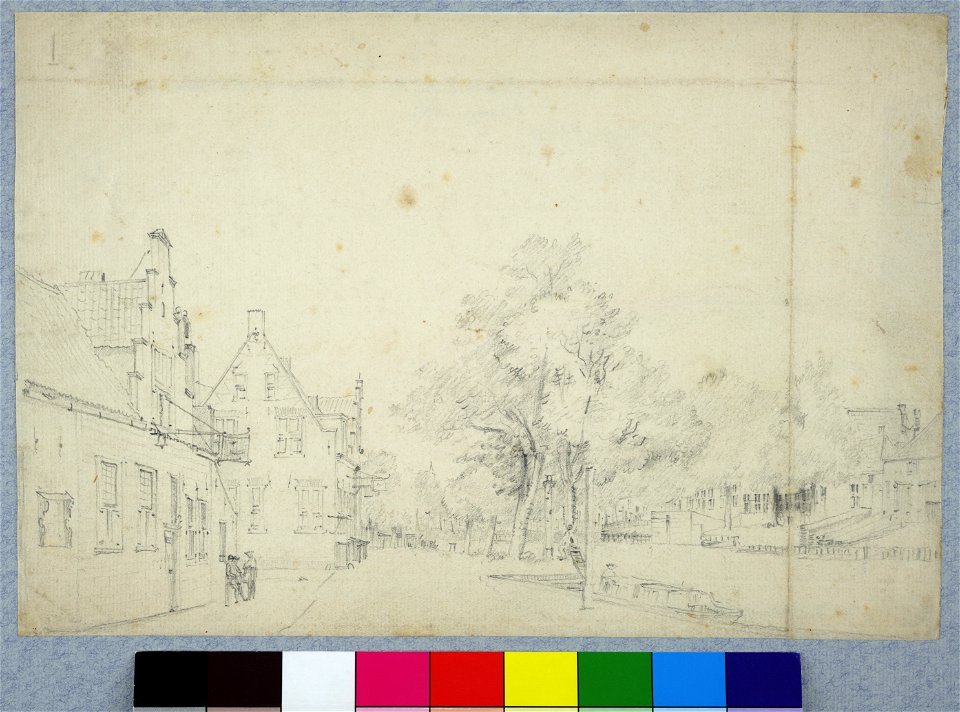 HUA-35427-Gezicht op de Jutfaseweg en de Vaartsche Rijn te Utrecht uit het zuiden met links de herberg Jeremie of het Vaartsche Veerhuis