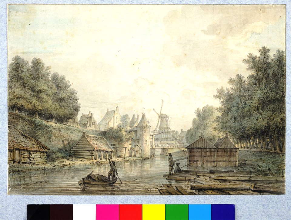 HUA-36753-Gezicht over de stadsbuitengracht te Utrecht op de stadswal uit het oosten met de Weerdpoort en brug met daarvoor de verlaagde waltoren de Bok en op d