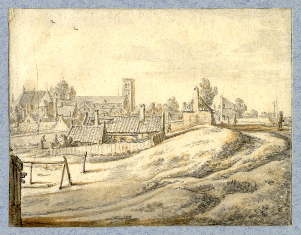HUA-37311-Gezicht op de Mariakerk te Utrecht vanaf de stadswal uit het noordwesten