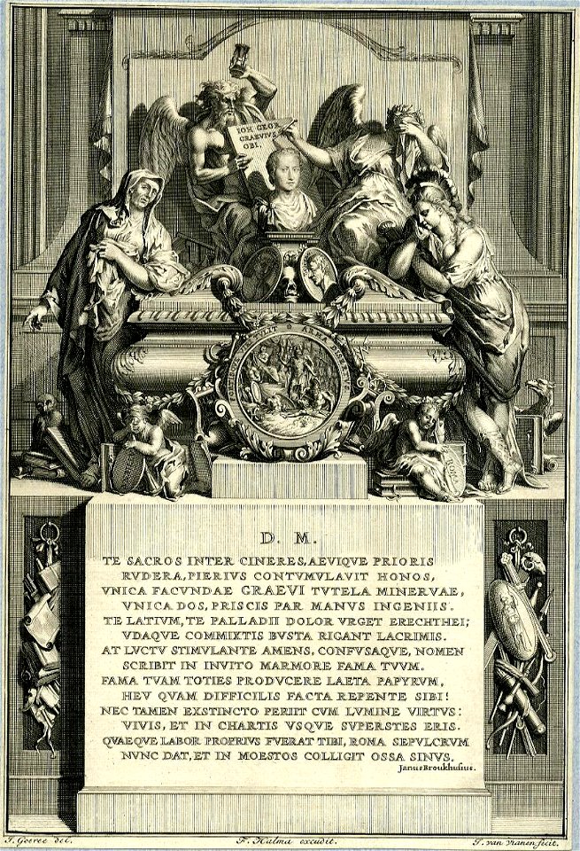 HUA-31899-Portret van Johannes G Graevius geboren 1632 hoogleraar in de geschiedenis aan de Utrechtse hogeschool 1661 1703 overleden 1703 Borstbeeld van voren i