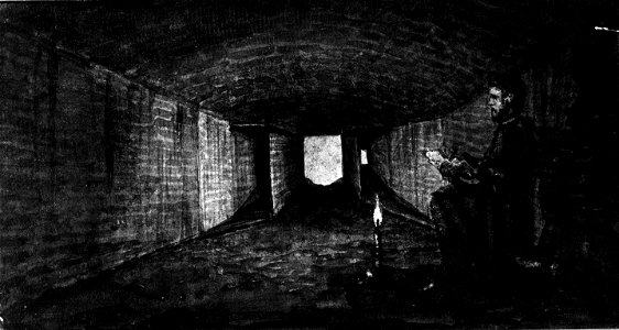 HUA-36834-Gezicht in een schietgat in de benedenverdieping van het noordwestelijke bastion van kasteel Vredenburg te Utrecht Rechts heeft de tekenaar zichzelf u