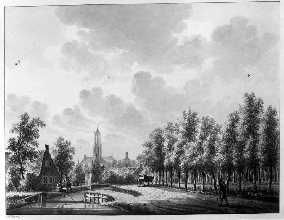 HUA-35198-Gezicht op de Biltsche Grift en de Biltstraat te Utrecht uit het oosten met op de achtergrond de Domtoren en de bovenbouw van de Wittevrouwenpoort