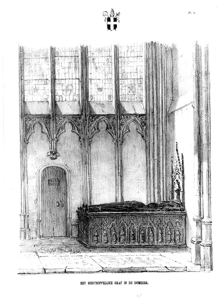 HUA-37010-Interieur van de Domkerk te Utrecht de kapel van Avennes met de graftombe van bisschop Guy van Avennes