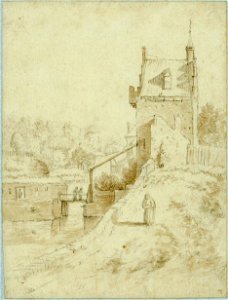 HUA-36591-Gezicht bovenop de stadswal te Utrecht op de hoofdpoort van de middeleeuwse Wittevrouwenpoort en de brug over de stadsbuitengracht uit het noorden
