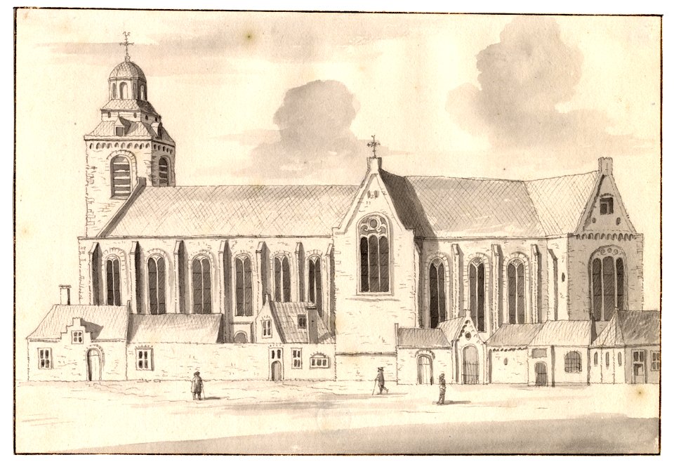 HUA-35043-Gezicht op de Buurkerk te Utrecht uit het zuiden