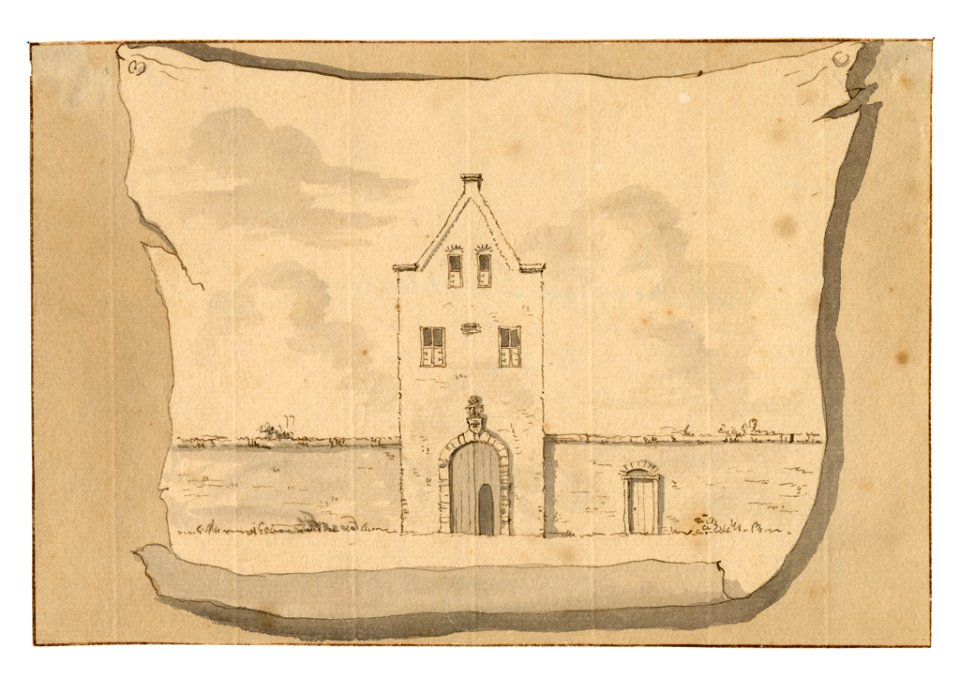 HUA-35087-Gezicht op het poortgebouw en de muur van het Heilige Geesthuis te Utrecht