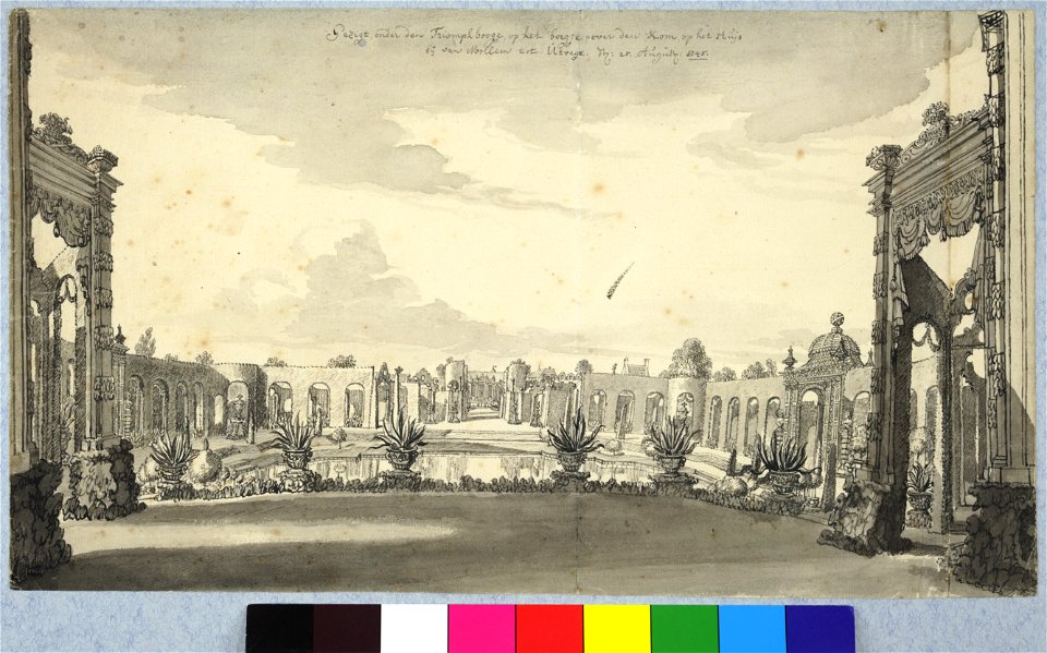 HUA-37964-Gezicht in de tuin van het huis Zijdebalen aan de Vecht te Utrecht uit het zuidwesten vanaf het Bergje over de grote vijver via de as van de tuin op h