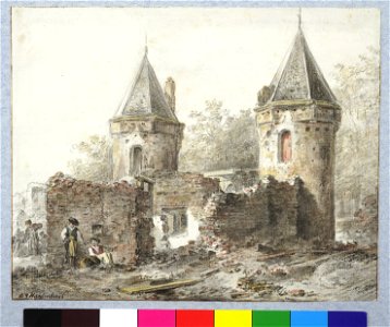 HUA-36772-Gezicht op de Weerdpoort te Utrecht tijdens de afbraak van de hoofdpoort uit het zuidoosten