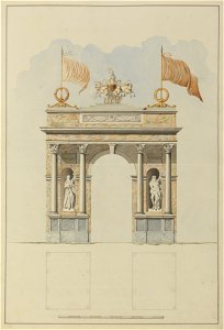 HUA-32550-Afbeelding van een ontwerp voor een erepoort op te richten voor het bezoek van koning Willem II aan Utrecht op 18 mei 1841