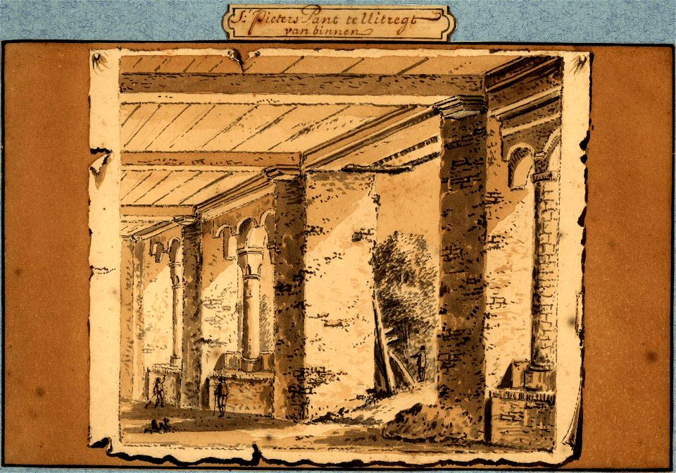 HUA-37182-Gezicht in de zuidelijke arm van de pandhof van de Pieterskerk te Utrecht