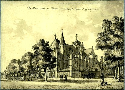 HUA-37291-Gezicht op de Mariaplaats met de Mariakerk te Utrecht uit het noordoosten. Free illustration for personal and commercial use.
