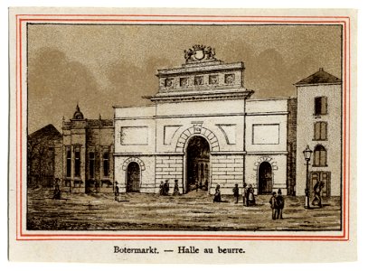 HUA-38110-Gezicht op de voorgevel van de Boterhal Mariaplaats 14 te Utrecht uit het zuidoostenNB Het adres Mariaplaats 14 is in ca 1922 gewijzigd in Mariaplaats