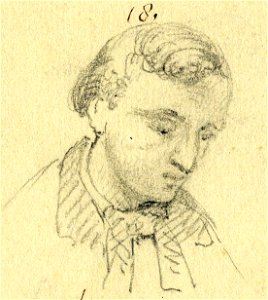 HUA-32165-Portret van ten Holt geboorte en sterfjaar onbekend amateur beeldend kunstenaar te Utrecht Borstbeeld rechtsNr 18 op een blad met 26 portretten in bor