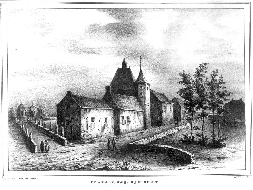 HUA-37737-Gezicht op de overgebleven gebouwen van de abdij Oudwijk te Utrecht