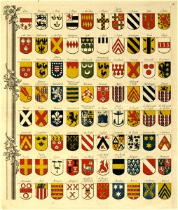 HUA-32201-Afbeelding van een van de 9 bladen van een wapenkaart van de aanzienlijke Utrechtse geslachten opgedragen aan de burgemeesters Hendrick van Asch van W