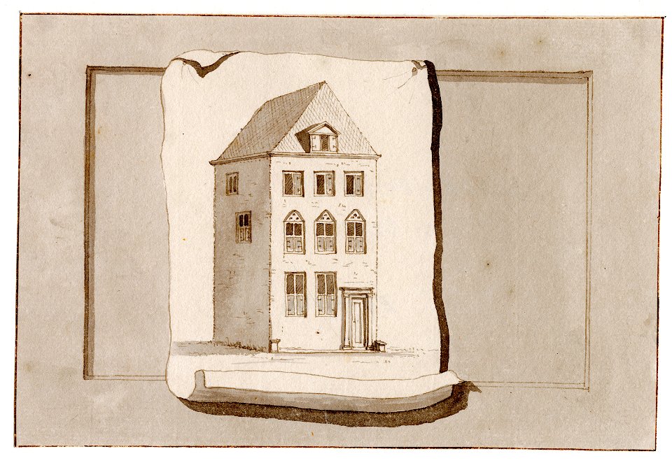 HUA-35112-Afbeelding van de voorgevel van het huis Drakenburg aan de Oudegracht te UtrechtNB Het huis Drakenburg heeft sinds 1917 het adres Oudegracht 114