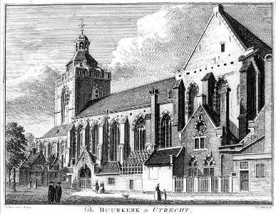 HUA-37369-Gezicht op de Buurkerk op het Buurkerkhof te Utrecht uit het zuidoosten
