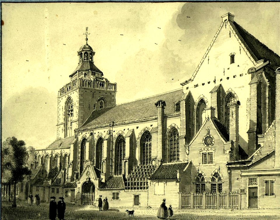 HUA-37368-Gezicht op de Buurkerk op het Buurkerkhof te Utrecht uit het zuidoosten
