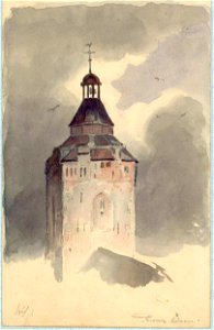 HUA-37410-Gezicht op de toren van de Buurkerk te Utrecht uit het oosten