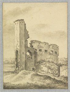 HUA-36123-Gezicht op een geruïneerd gebouw aan het Zwarte Water te Utrecht