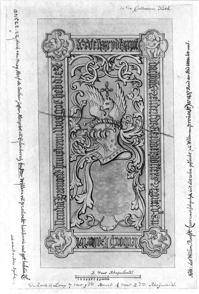 HUA-37612-Afbeelding van de grafzerk van Mergriet van Culenborch huisvrouw van Willem van Provoest overleden 22 mei 1522 in de St Catharinakerk te Utrecht