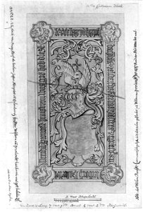 HUA-37612-Afbeelding van de grafzerk van Mergriet van Culenborch huisvrouw van Willem van Provoest overleden 22 mei 1522 in de St Catharinakerk te Utrecht