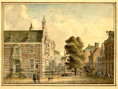 HUA-35332-Gezicht op de Kromme Nieuwegracht te Utrecht met links Paushuize uit het westen