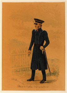 HUA-32500-Afbeelding van het uniform van een officier van de Vrijwillige Utrechtse Schutterij gedragen tijdens de Belgische opstand
