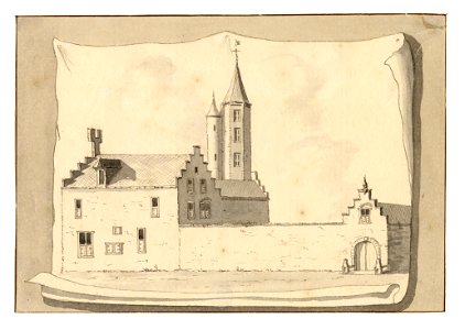 HUA-35104-Gezicht op de zijgevel en de achtergevel met de tuinmuur en de poort van het huis Lepelenburg in de Brigittenstraat te UtrechtNB Dit huis heeft sinds 