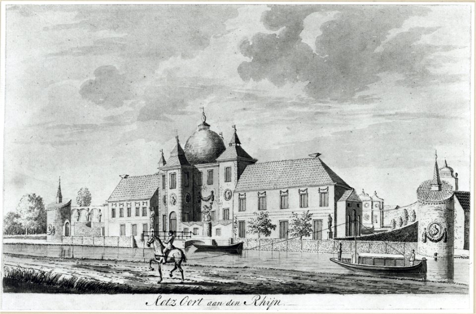 HUA-37930-Gezicht over de Vaartsche Rijn te Utrecht op het huis Rotsoord uit het westen