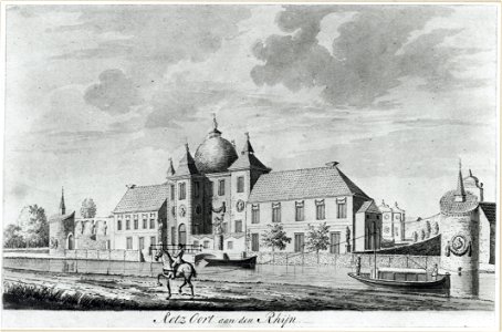 HUA-37930-Gezicht over de Vaartsche Rijn te Utrecht op het huis Rotsoord uit het westen