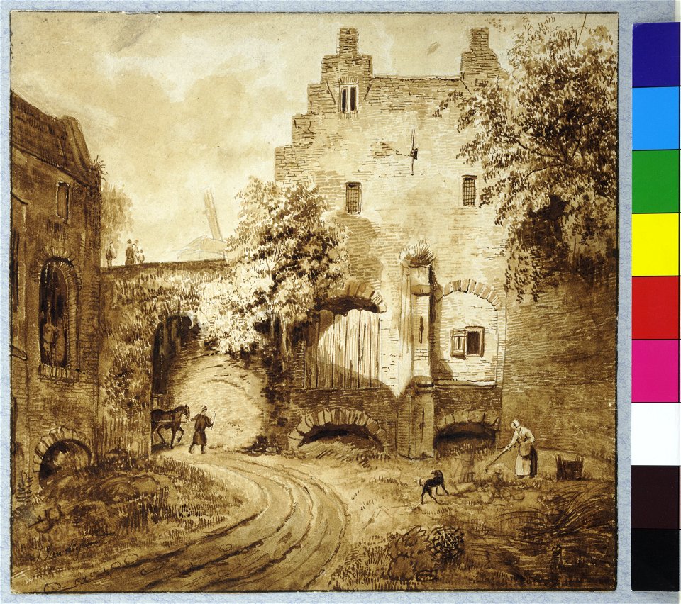 HUA-36514-Gezicht in het bastion Sterrenburg te Utrecht op de geschutskelders aan de noordzijde van het woonhuis met links de ingang
